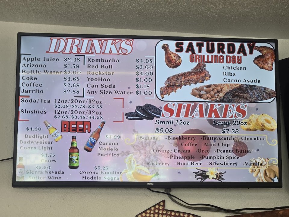 Printed menu with quick bites and desserts.